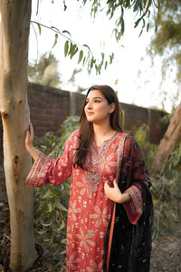 ANEELAS-3PC LAWN PRINTED SHIRT WITH SILK PRINTED DUPATTA AND TROUSER-BIC-048