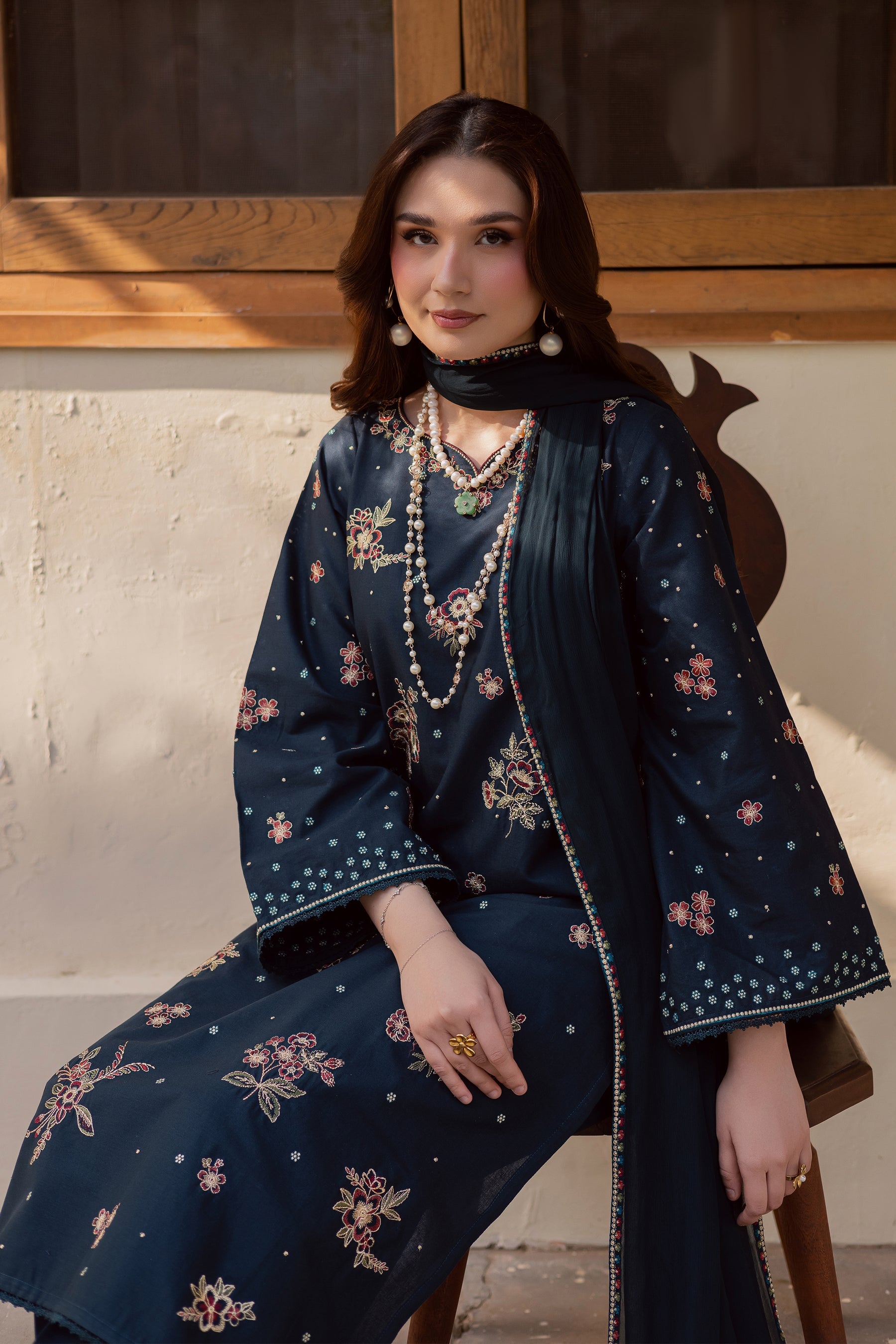 BATIK-3PC LAWN SEQUIN EMBROIDERED SHIRT WITH CHIFFON EMBROIDERED DUPATTA AND TROUSER-BIC-4863