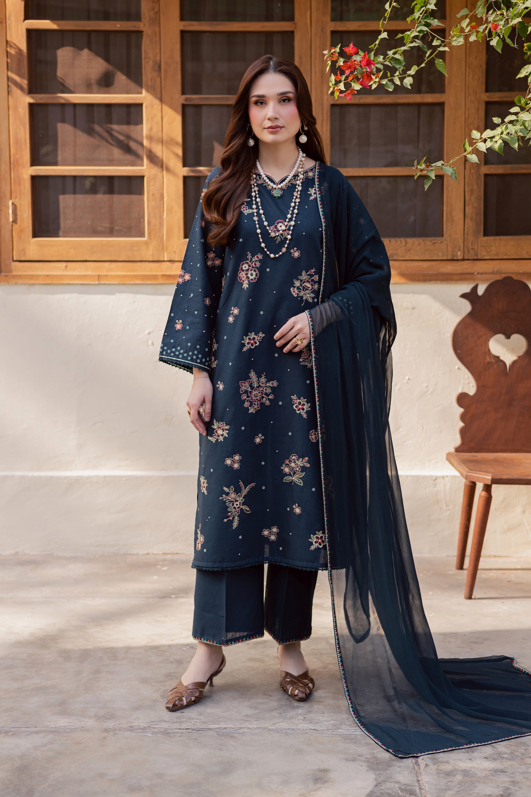 BATIK-3PC LAWN SEQUIN EMBROIDERED SHIRT WITH CHIFFON EMBROIDERED DUPATTA AND TROUSER-BIC-4863