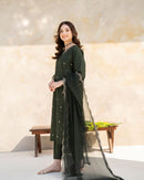 LAZULI-3PC DHANAK EMBROIDERED SHIRT WITH MONARK EMBROIDERED DUPATTA AND TROUSER-BIC-4293