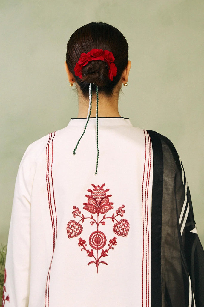 ZAHRA SHAHJAHAN- 3PC LAWN EMBROIDERED SHIRT WITH DIAMOND PRINTED DUPATTA-BIC-2738