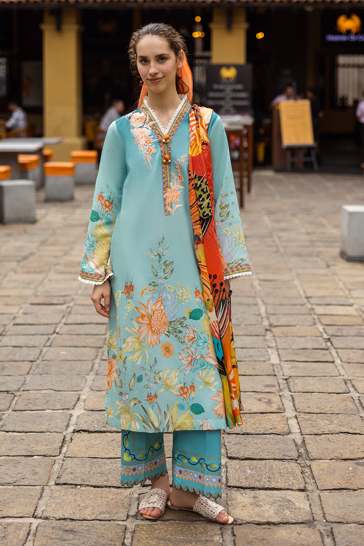 MUSHQ-3PC LAWN PRINTED  SHIRT WITH CHIFFON PRINT DUPATTA AND PRINT TROUSER-BIC-2507