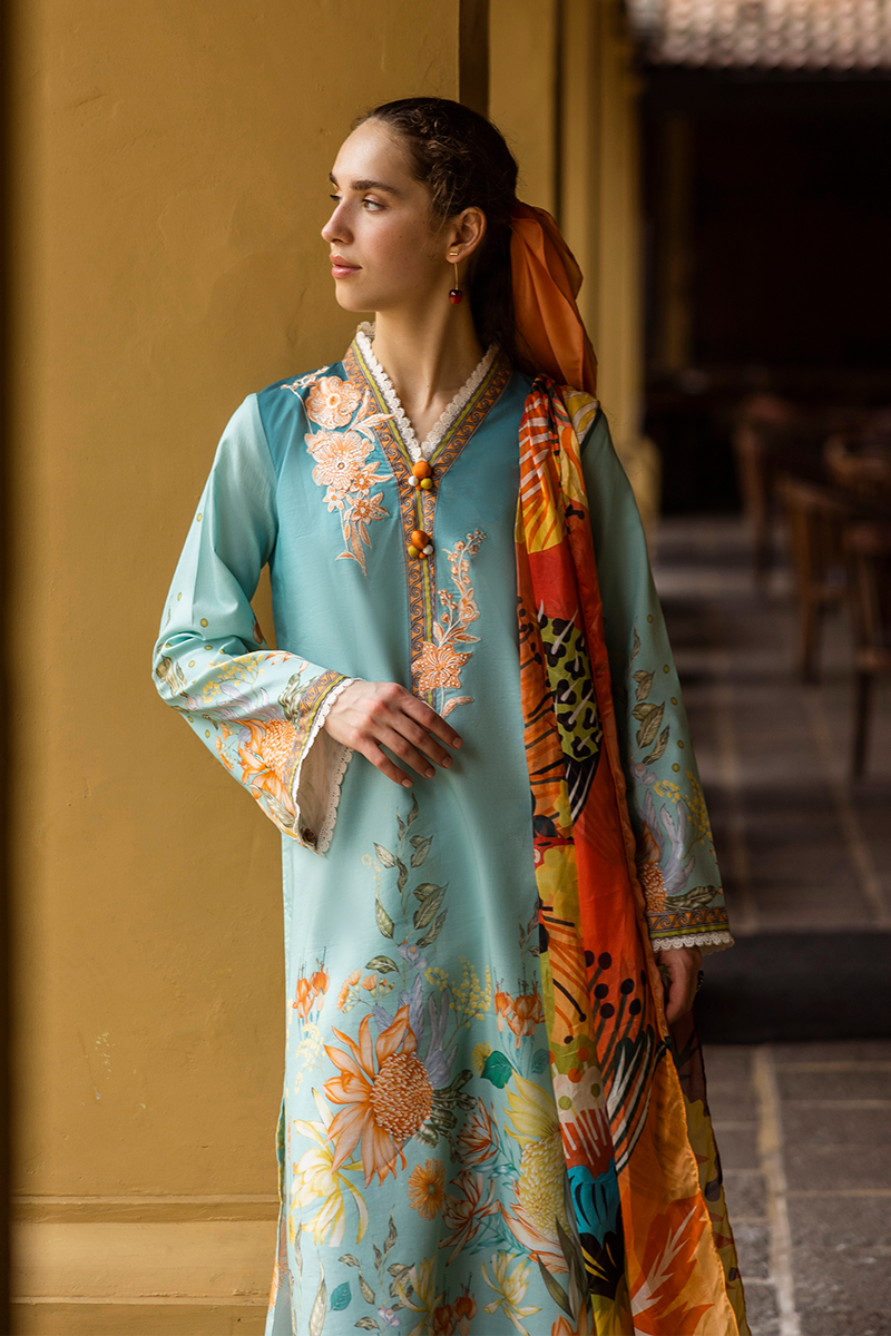 MUSHQ-3PC LAWN PRINTED  SHIRT WITH CHIFFON PRINT DUPATTA AND PRINT TROUSER-BIC-2507