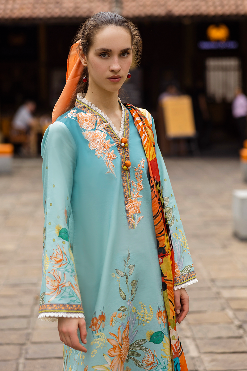 MUSHQ-3PC LAWN PRINTED  SHIRT WITH CHIFFON PRINT DUPATTA AND PRINT TROUSER-BIC-2507