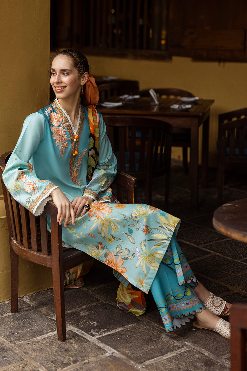 MUSHQ-3PC LAWN PRINTED  SHIRT WITH CHIFFON PRINT DUPATTA AND PRINT TROUSER-BIC-2507