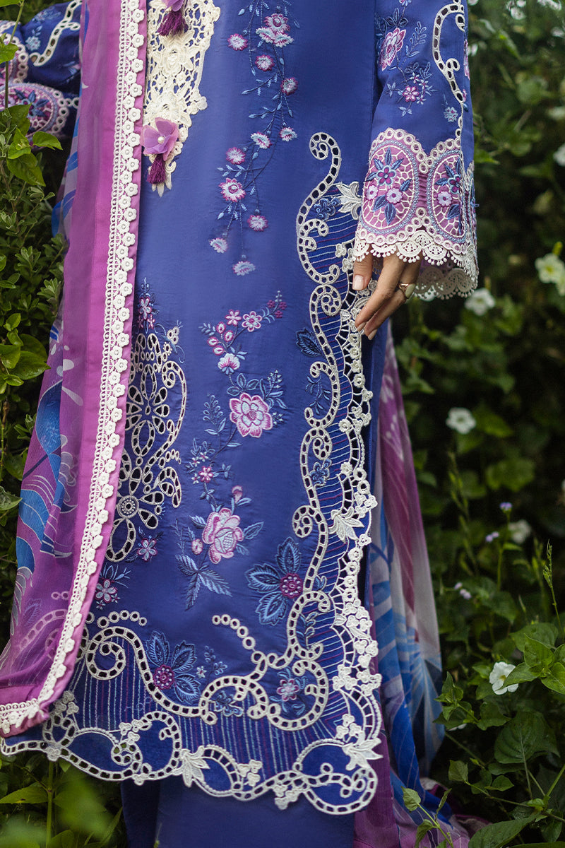 MUSHQ-3PC LAWN EMBROIDERED SHIRT WITH CHIFFON PRINT DUPATTA & TROUSER-BIC-3734