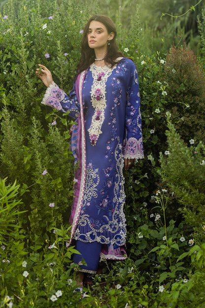 MUSHQ-3PC LAWN EMBROIDERED SHIRT WITH CHIFFON PRINT DUPATTA & TROUSER-BIC-3734