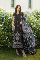 MUSHQ-3PC DHANAK EMBROIDERED SHIRT WITH COURTRAI PRINTED SHAWL & TROUSER-BIC-4090