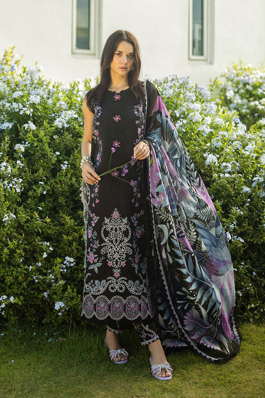 MUSHQ-3PC LAWN EMBROIDERED SHIRT WITH CHIFFON PRINT DUPATTA & TROUSER-BIC-3733