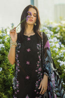 MUSHQ-3PC DHANAK EMBROIDERED SHIRT WITH COURTRAI PRINTED SHAWL & TROUSER-BIC-4090