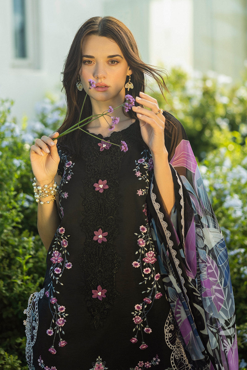 MUSHQ-3PC LAWN EMBROIDERED SHIRT WITH CHIFFON PRINT DUPATTA & TROUSER-BIC-3733