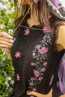MUSHQ-3PC DHANAK EMBROIDERED SHIRT WITH COURTRAI PRINTED SHAWL & TROUSER-BIC-4090