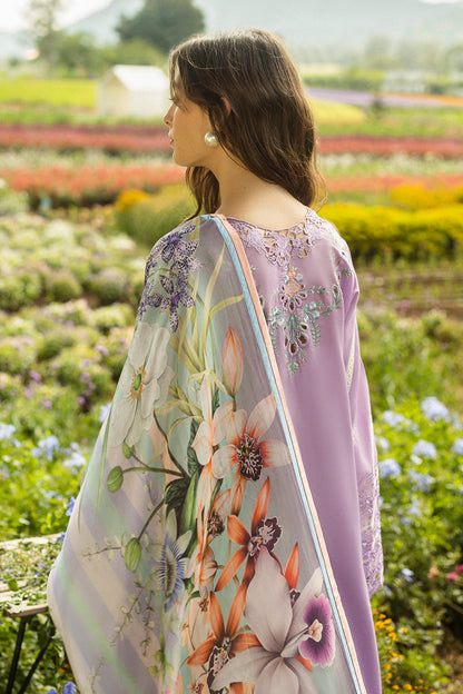 MUSHQ-3PC DHANAK EMBROIDERED SHIRT WITH COUTRAI WOOL PRINTED SHAWL AND TROUSER-BIC-4018