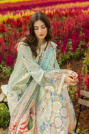 MUSHQ-3PC DHANAK CHIKAN EMBROIDERED SHIRT WITH COURTRAI WOOL PRINTED SHAWL AND TROUSER-BIC-4247