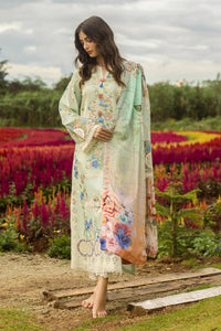 MUSHQ-3PC DHANAK CHIKAN EMBROIDERED SHIRT WITH COURTRAI WOOL PRINTED SHAWL AND TROUSER-BIC-4247