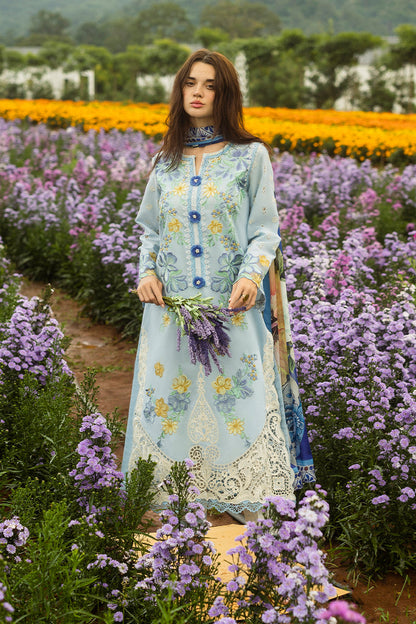 MUSHQ-3PC LAWN EMBROIDERED SHIRT WITH CHIFFON PRINT DUPATTA & TROUSER-BIC-3729