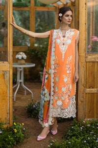 MUSHQ-3PC LAWN EMBROIDERED SHIRT WITH CHIFFON PRINT DUPATTA & TROUSER-BIC-3730