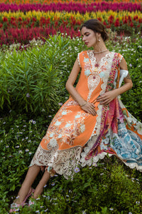 MUSHQ-3PC LAWN EMBROIDERED SHIRT WITH CHIFFON PRINT DUPATTA & TROUSER-BIC-3730