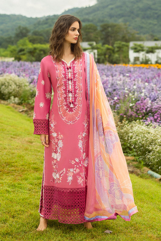 MUSHQ-3PC LAWN EMBROIDERED SHIRT WITH CHIFFON PRINT DUPATTA & TROUSER-BIC-3743