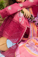 MUSHQ-3PC LAWN EMBROIDERED SHIRT WITH CHIFFON PRINT DUPATTA & TROUSER-BIC-3743