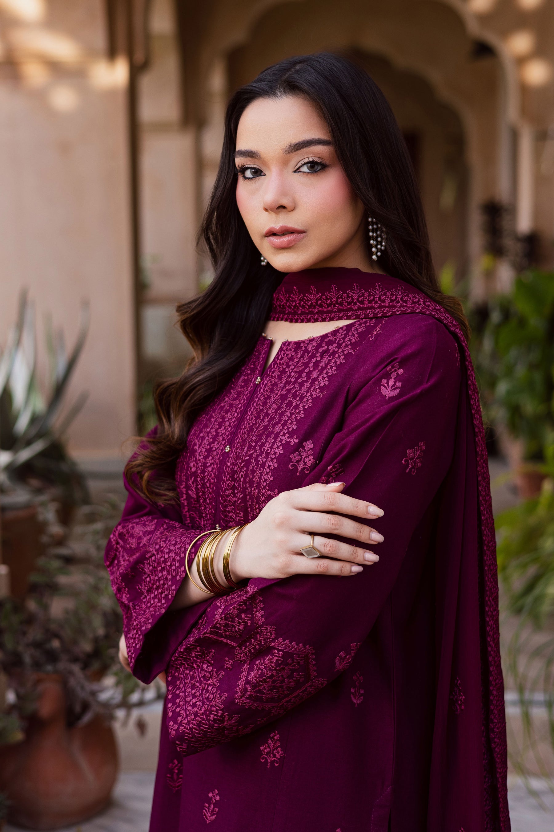 BATIK-3PC LAWN EMBROIDERED SHIRT WITH CHIFFON EMBROIDERED DUPATTA AND EMB TROUSER-BIC-4696