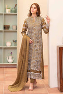 MIRAKHI - 3PC LAWN CHIKENKAARI EMBROIDERED SHIRT WITH LAWN TUBE SLUB DUPATTA AND TROUSER-BIC-1074