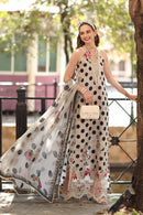 MARIA.B-3PC LAWN PRINTED EMB SHIRT WITH SILK PRINTED DUPATTA AND PRINTED TROUSER-BIC-077