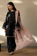 ZAIB-3PC DHANAK EMBROIDERED SHIRT WITH MUNARK EMBROIDERED DUPATTA AND TROUSER-BIC-4406