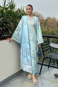 AYZEL-3PC LAWN PRINTED EMB SHIRT WITH SILK PRINTED DUPATTA AND PRINTED TROUSER-BIC-043