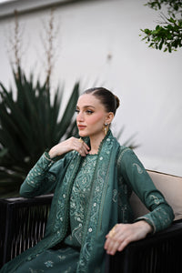ZAIB-3PC DHANAK EMBROIDERED SHIRT WITH DHANAK EMBROIDERED SHAWL AND TROUSER-BIC-5042