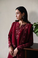 ZAIB-3PC DHANAK EMBROIDERED SHIRT WITH DHANAK EMBROIDERED SHAWL AND TROUSER-BIC-5031