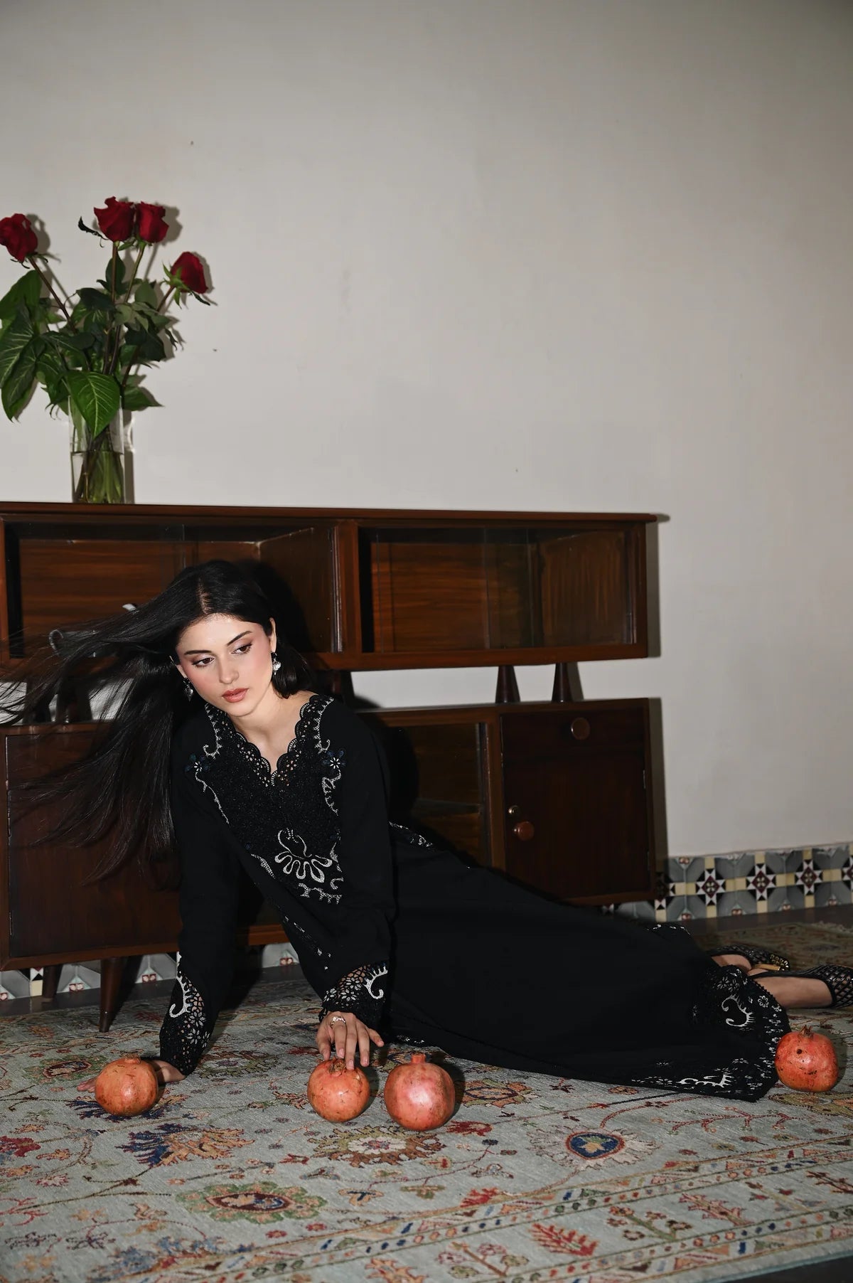 ZAIB-3PC DHANAK EMBROIDERED SHIRT WITH DHANAK EMBROIDERED SHAWL AND TROUSER-BIC-4386