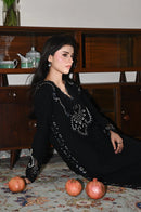 ZAIB-3PC DHANAK EMBROIDERED SHIRT WITH DHANAK EMBROIDERED SHAWL AND TROUSER-BIC-4386