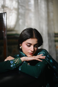 ZAIB-3PC KARANDI EMBROIDERED SHIRT WITH CORTRAI WOOL PRINT SHAWL AND TROUSER-BIC-4397