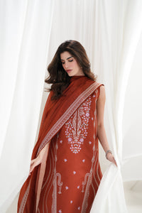 BATIK-3PC DHANAK EMBROIDERED SHIRT WITH DHANAK EMBROIDERED SHAWL AND EMB TROUSER-BIC-5089