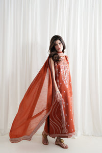 BATIK-3PC DHANAK EMBROIDERED SHIRT WITH DHANAK EMBROIDERED SHAWL AND EMB TROUSER-BIC-5089