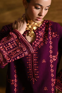 ZAIB-2PIECE DHANAK EMBROIDERED SHIRT WITH DHANAK EMBROIDERED SLEEVES-BIC-15071