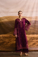 ZAIB-2PIECE DHANAK EMBROIDERED SHIRT WITH DHANAK EMBROIDERED SLEEVES-BIC-15071