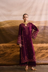 ZAIB-2PIECE DHANAK EMBROIDERED SHIRT WITH DHANAK EMBROIDERED SLEEVES-BIC-15071