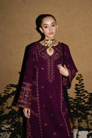 ZAIB-2PIECE DHANAK EMBROIDERED SHIRT WITH DHANAK EMBROIDERED SLEEVES-BIC-15071