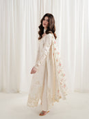 ZAIB-3PC LAWN CHIKAN EMBROIDERED SHIRT WITH SILK PRINTED DUPATTA AND TROUSER-BIC-4902