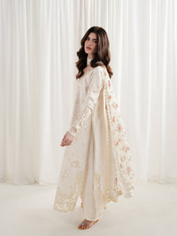 ZAIB-3PC LAWN CHIKAN EMBROIDERED SHIRT WITH SILK PRINTED DUPATTA AND TROUSER-BIC-4902