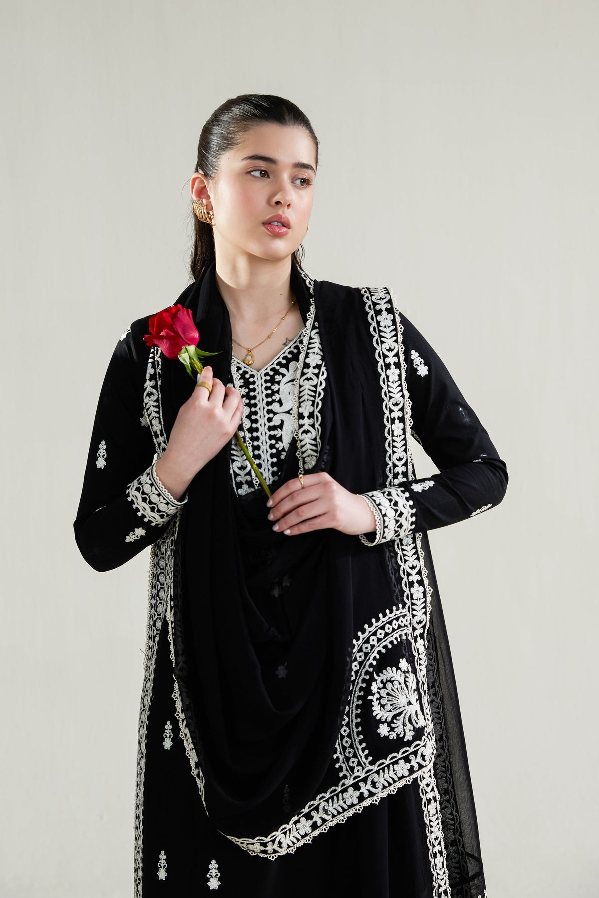 ZAIB-3PC LAWN EMBROIDERED SHIRT WITH KHADDI NET EMBROIDERED DUPATTA AND TROUSER-BIC-4778