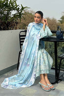AYZEL-3PC LAWN PRINTED EMB SHIRT WITH SILK PRINTED DUPATTA AND PRINTED TROUSER-BIC-043