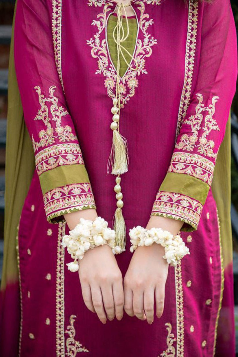 OMAL BY KOMAL-LAWN 3PC EMBROIDERY WITH BAMBER CHIFFON DYE AND DYE DUPATTA-BIC-OMAL-3629