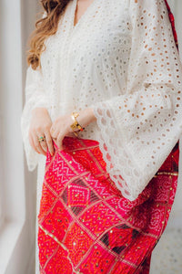 MARIA B-3PC CHIKANKAARI LAWN EMBROIDERED SHIRT WITH CHUNRI PRINT DUPATTA AND TROUSER-BIC-4051