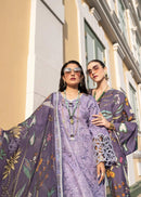 MUSHQ-3PC DHANAK EMBROIDERED SHIRT WITH COURTRAI PRINTED SHAWL & TROUSER- BIC-4070