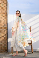 ZAIB-3PC LAWN CHIKAN EMBROIDERED SHIRT WITH CHIFFON PRINTED DUPATTA AND TROUSER-BIC-4881