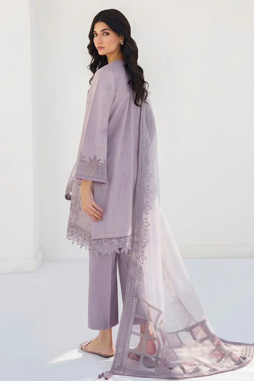 JAZMIN- 3PC LAWN HEAVY EMBROIDERED SHIRT WITH ORGANZA EMBROIDERED READY TO WEAR DUPATTA-BIC-3643
