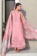 ZAIB-3PC LAWN CHIKAN EMBROIDERED SHIRT WITH CHIFFON PRINTED DUPATTA AND TROUSER-BIC-4880